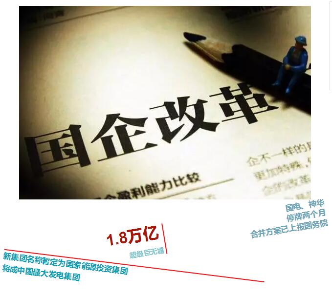 國(guó)電、神華的重組進(jìn)展給能源央企的合并潮著實(shí)添了一把火。8月2日，在第十一屆中國(guó)新能源國(guó)際高峰論壇低碳減排論壇上，國(guó)電集團(tuán)安全生產(chǎn)部處長(zhǎng)關(guān)維竹公開(kāi)表示，國(guó)電集團(tuán)和神華集團(tuán)的合并方案已上報(bào)國(guó)務(wù)院，新集團(tuán)名稱暫定為國(guó)家能源投資集團(tuán)