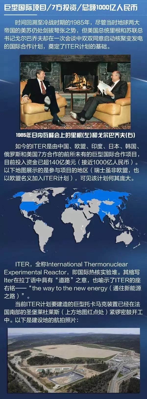 核聚变是轻核（主要是氢的同位素氘和氚）聚合成较重的原子核，同时释放出巨大能量的过程，太阳发光发热和氢弹爆炸就是这样的原理。聚变能被认为是永久解决人类能源问题的终极途径