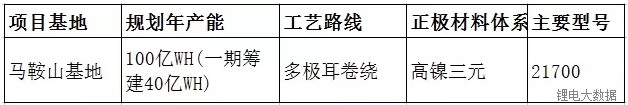 安徽泰能新能源项目计划总投资50亿元，生产基地建在安徽马鞍山国家经开区，规划设计年产能10GWH，生产21700三元动力电池的超级工厂，一期工程建设4GWH。安徽泰能新能源科技有限公司是苏州新海宜、安徽泰尔控股、南京栖霞建设、海澜创投、鸿菁投资、红丝路、云车网络共同出资发起成立的南京海宜星能科技股份有限公司全资公司，项目计划总投资50亿元，生产基地建在安徽马鞍山国家经开区，规划设计年产能10GWH
