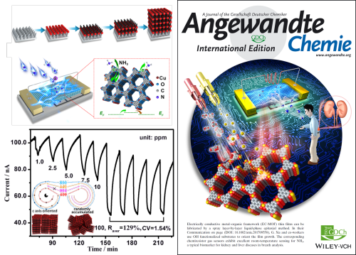 　　电子导电金属有机框架(Electronic Conductive Metal-Organic Frameworks，EC-MOFs)材料是一类新兴的由金属离子或金属离子簇和有机配体通过配位键自组装形成的导电多孔晶态材料，是新出现的一类集多孔性、选择性与半导体特性于一体的晶体材料。因其丰富可设计的晶体结构和可调节的电子能带结构等优势，使EC-MOFs材料作为活性功能组分在新型的场效应晶体管、锂电池、超级电容器、气敏传感器等半导体电学器件领域具有很高的研究价值和应用潜力