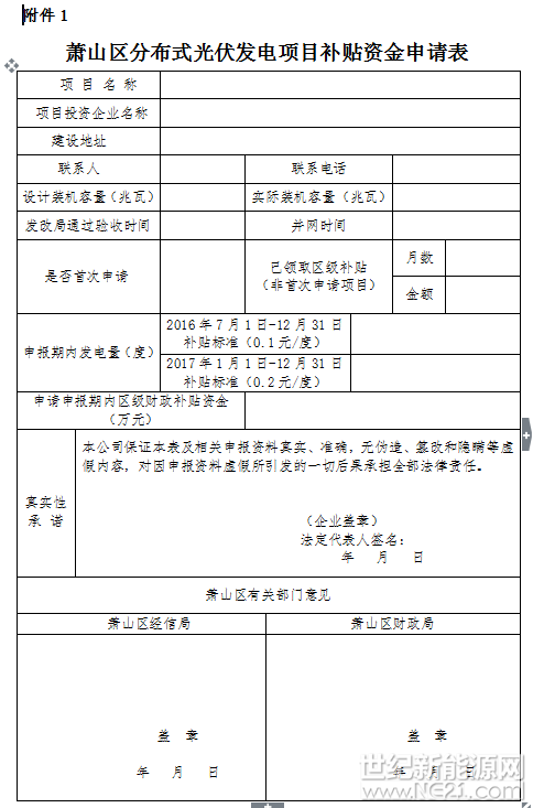 各有关镇街、平台，各有关企业：
根据《萧山区关于推进智能制造扶持新兴产业发展的实施细则的通知》(萧政办发〔2017〕158号)文件精神，现将2016-2017年度光伏项目补助有关事项通知如下：
一、申报对象
符合《中共萧山区委 、萧山区人民政府关于加快经济转型升级的若干政策意见》(萧委〔2014〕11号)政策文件第24条及《萧山区关于推进智能制造扶持新兴产业发展的实施细则的通知》(萧政办发〔2017〕158号)政策文件第18条，已实施分布式光伏发电项目的企业。
二、基本条件
1.项目在萧山区境内;
2.项