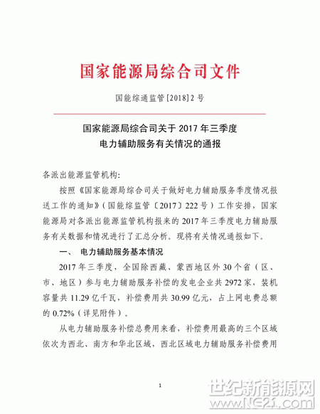 能源局:2017三季度電力輔助服務(wù)有關(guān)情況













 
