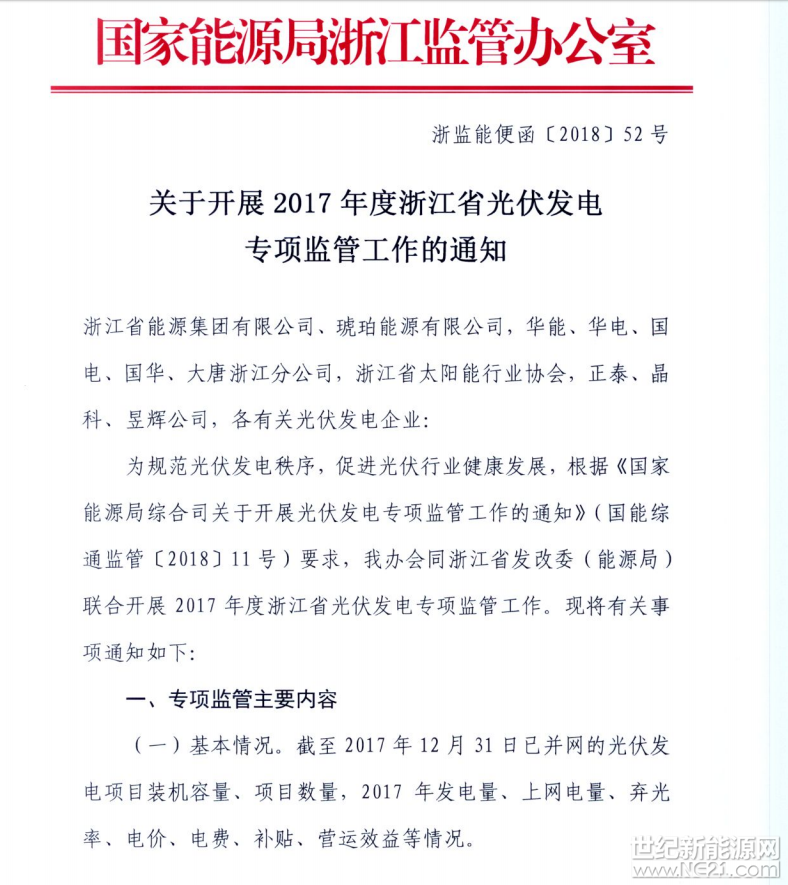 各设区市发展改革委，国网江苏省电力有限公司，各发电集团江苏分（子）公司、国信集团、协鑫集团，有关光伏发电企业： 

为规范光伏发电秩序，促进光伏行业健康发展，国家能源局决定开展2017年度光伏发电专项监管工作。根据《国家能源局综合司关于开展光伏发电专项监管工作的通知》（国能综通监管〔2018〕11号），结合实际，现将江苏光伏发电专项监管工作有关事项通知如下： 

一、专项监管主要内容 

1、基本情况