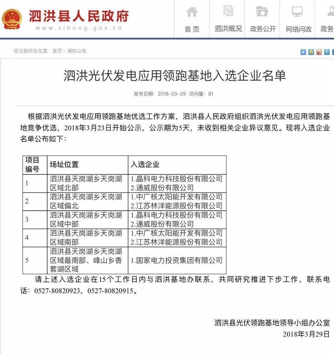 　　作为成功中标国家第二批领跑者基地项目——安徽淮北濉溪刘桥采煤沉陷区50MW光伏电站项目并如期并网的林洋能源，凭借卓越的电站设计能力、完善的供应链体系、丰富的施工管理经验、N型双面电池和组件生产能力、高效电站运维实力，再次不负众望，携手中广核太阳能开发有限公司分别以0.52元/kWh和0.53元/kWh的上网电价成功中标国家第三批领跑者基地项目——泗洪县天岗湖乡天岗湖区域偏北及南部2个领跑者基地，中标率达40%，项目规模总计达200MW！&nbsp;　　光伏领跑者的主要目的，一是促进先进技术的推广，二是