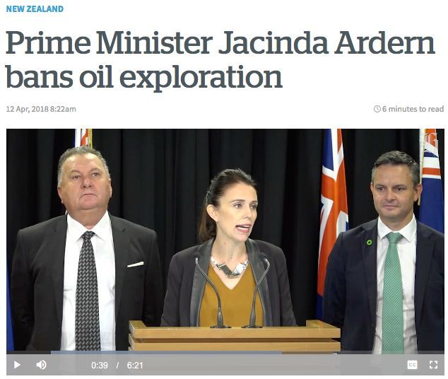 原标题：今天，新西兰总理宣布重大决定！哪怕穷也要……            ▼ 今天（12日）早上，新西兰总理Jacinda Ardern正式宣布，将禁止海上油气的勘探。  这一对国民经济和环境保护产生重大影响的决策，瞬间成为了媒体热议的焦点
