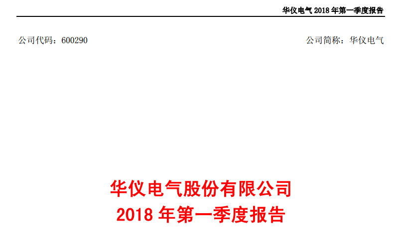                        华仪电气近日发布2018年第一季度报告，一季度公司营收2亿元，同比增长4.81%，净利润443万元，同比增长203.9%。 华仪电气主要业务涵盖输配电、风电、环保、金融投资四个产业板块，并积极开拓国际贸易、工程总包等业务板块