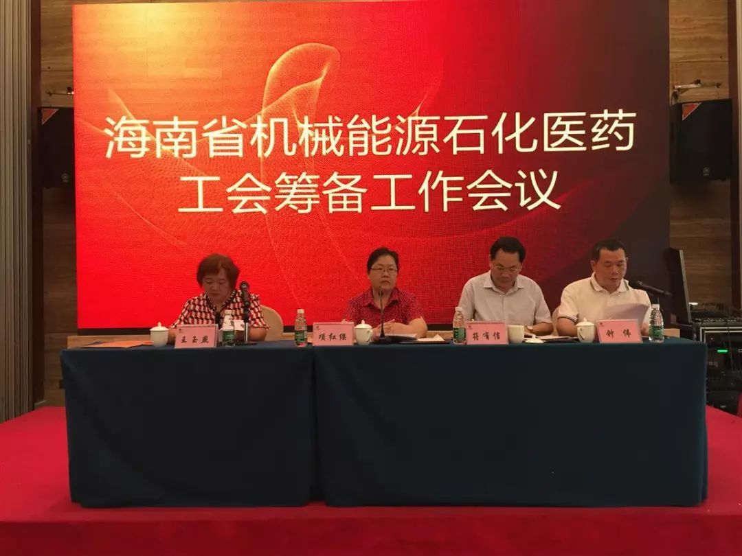 原标题：海南省机械能源石化医药工会筹备工作会议在海口召开             5月17日下午，海南省机械能源石化医药工会筹备工作会议在海口召开。省总工会党组成员、经审会主任、省机械能源石化医药工会筹备组组长项红缨、省总工会改革督查组组长符有信、省机械能源石化医药工会筹备组副组长王玉燕出席会议
