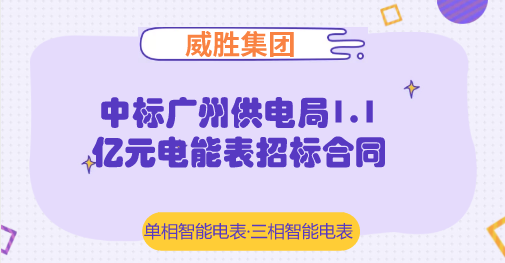 　　【中国仪表网 仪表企业】近日，威胜集团宣布，集团成功中标广州供电局2018年电能表框架项目招标，预计夺得合同金额约为1.1亿元人币，中标产品包括单相智能电能表(费控)及三相智能电能表(费控)，分别占中标比例的40%及50%，位列中标公司第一位。  　　威胜集团为威胜集团控股有限公司核心子公司，成立于2000年，是能源智能计量、智能配用电与能效管理整体解决方案的供应商，于2005年12月在香港主板上市
