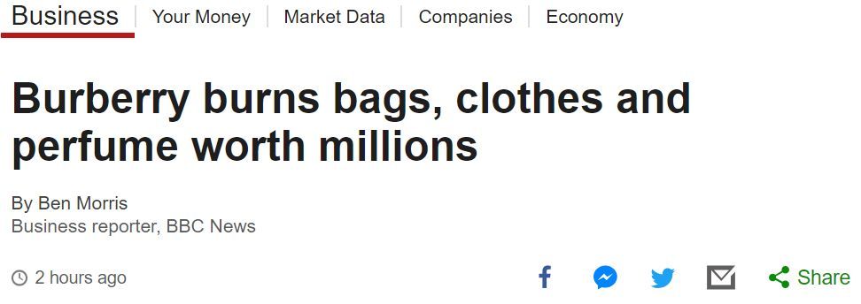 原標題：一把火燒毀價值2.5億元奢侈品！Burberry寧可分文不取也不愿賣給…            文章獲授權(quán)轉(zhuǎn)載：BiuBiu在英國（ID：BiuBiuApp） 近日，據(jù)多家英國主流媒體報道：   在過去1年內(nèi)，英國高端時尚品牌Burberry總共燒毀了超過2800萬英鎊（折合人民幣約2.5億元）賣不出去的奢侈品。   是的，Burberry寧愿分文不取地燒毀產(chǎn)品，也不愿低價出售庫存