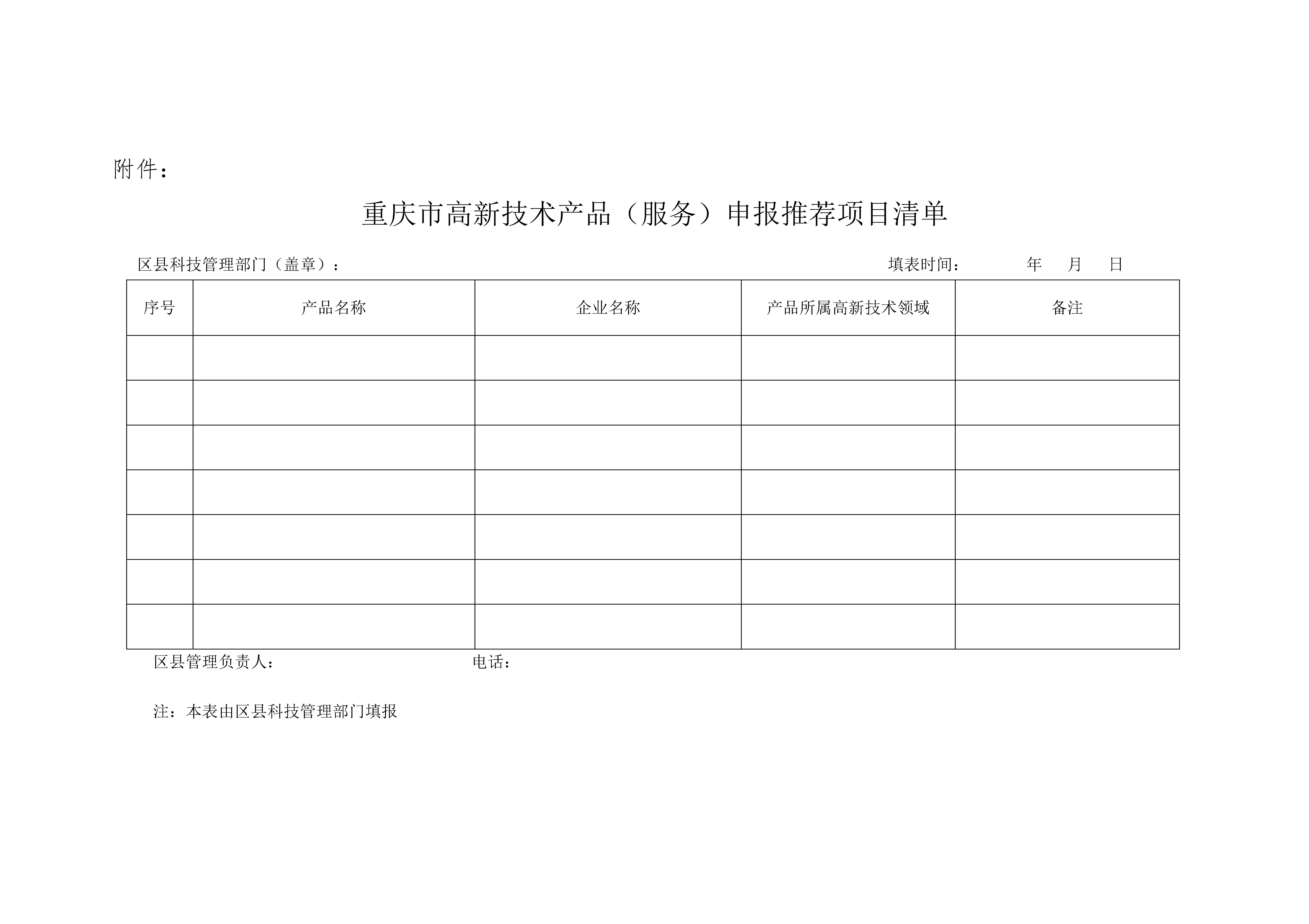 原標(biāo)題：關(guān)于開展2018年重慶市高新技術(shù)產(chǎn)品（服務(wù)）認定工作的通知            來源：重慶市高新處  關(guān)于開展2018年重慶市高新技術(shù)產(chǎn)品（服務(wù)）認定工作的通知 各區(qū)縣（自治縣）科委、兩江新區(qū)創(chuàng)新發(fā)展局、各國家和市級高新區(qū)，有關(guān)單位： 根據(jù)《重慶市高新技術(shù)產(chǎn)品（服務(wù)）認定管理辦法》的有關(guān)規(guī)定，經(jīng)研究，決定開展2018年全市高新技術(shù)產(chǎn)品（服務(wù)）認定工作?，F(xiàn)將有關(guān)事項通知如下： 一、申報條件 申報應(yīng)符合以下條件： （一）產(chǎn)品（服務(wù)）屬于最新《國家重點支持的高新技術(shù)領(lǐng)域》（國科發(fā)火〔2016〕32號）