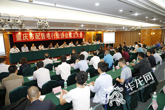 
　　今日，重慶市配售電行業(yè)協(xié)會(huì)成立大會(huì)舉行。記者 李文科 攝

　　華龍網(wǎng)消息，今（25）日上午，由重慶能源集團(tuán)、華能、國(guó)電投、中冶賽迪、兩江長(zhǎng)興等12家配售電企業(yè)發(fā)起成立的重慶市配售電行業(yè)協(xié)會(huì)正式掛牌成立，這標(biāo)志著重慶電力體制改革邁出新的一步